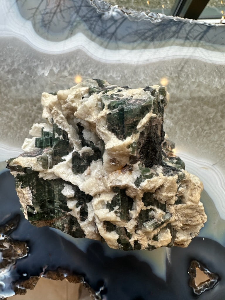 Tourmalinated Albite Cluster 1.1 kg by Rare Earth Gallery - main product image for Resin Society