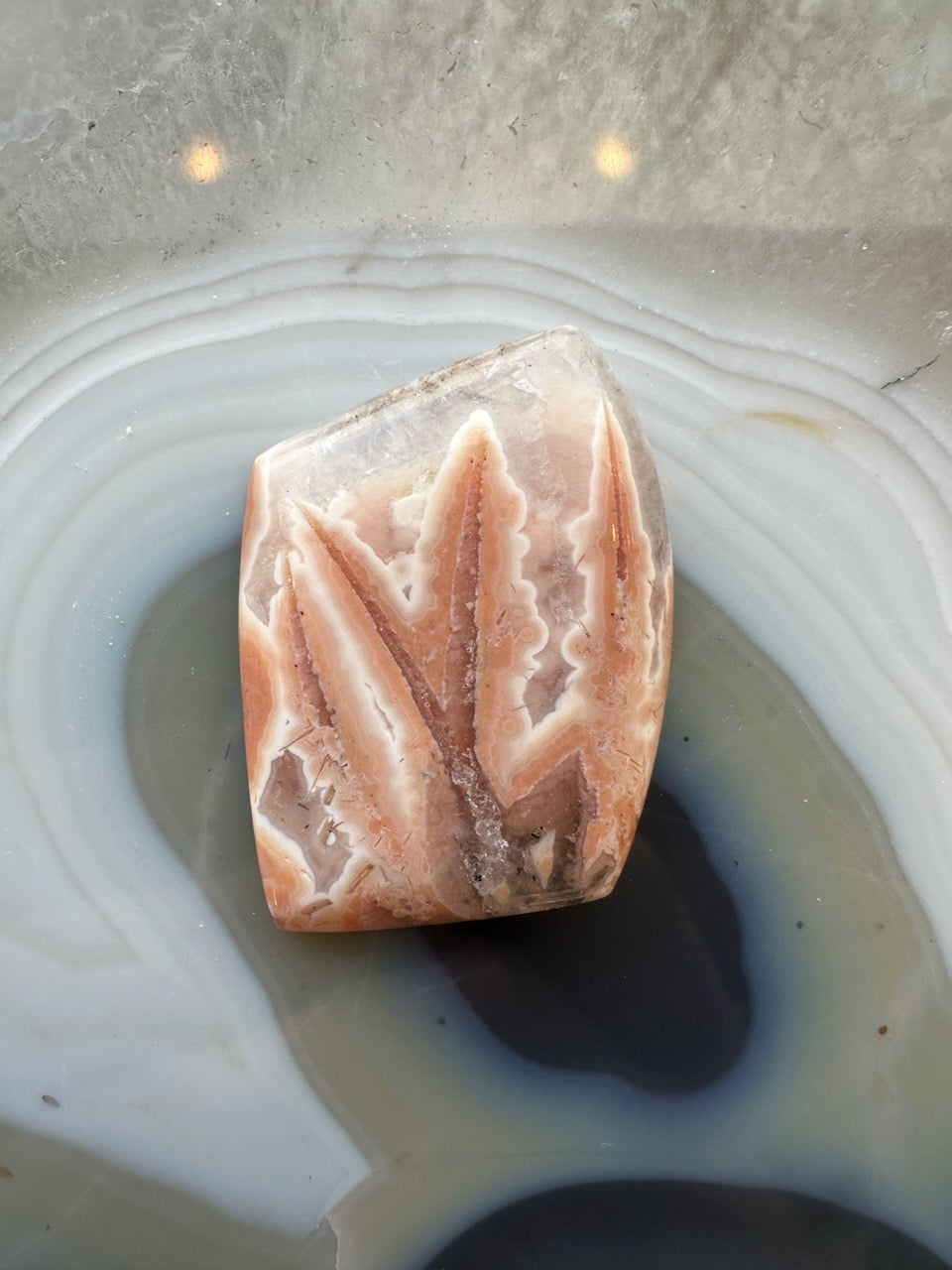 Apple Valley Agate Pseudomorph Cabochon showing natural stone patterns