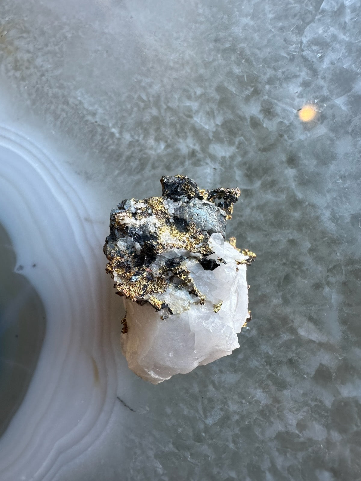 Crystalline Gold with Arsenopyrite on Quartz Sierra Co., Alleghany by Rare Earth Gallery - main product image for Resin Society