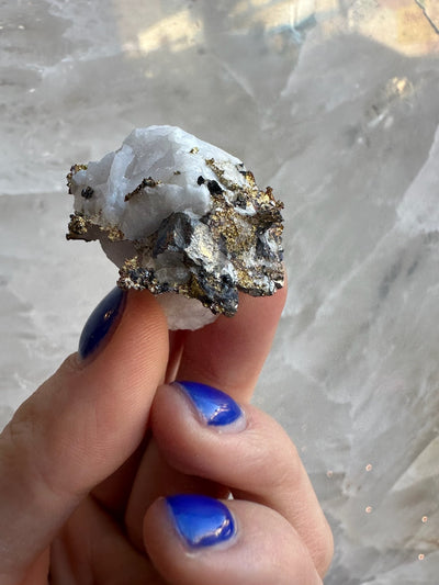 Crystalline Gold with Arsenopyrite on Quartz Sierra Co., Alleghany by Rare Earth Gallery - product image 9 for Resin Society