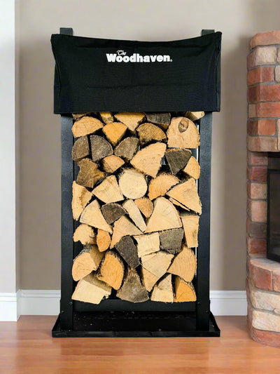 Woodhaven Multi-Purpose Firewood Rack Mat showing raised edges and waterproof surface