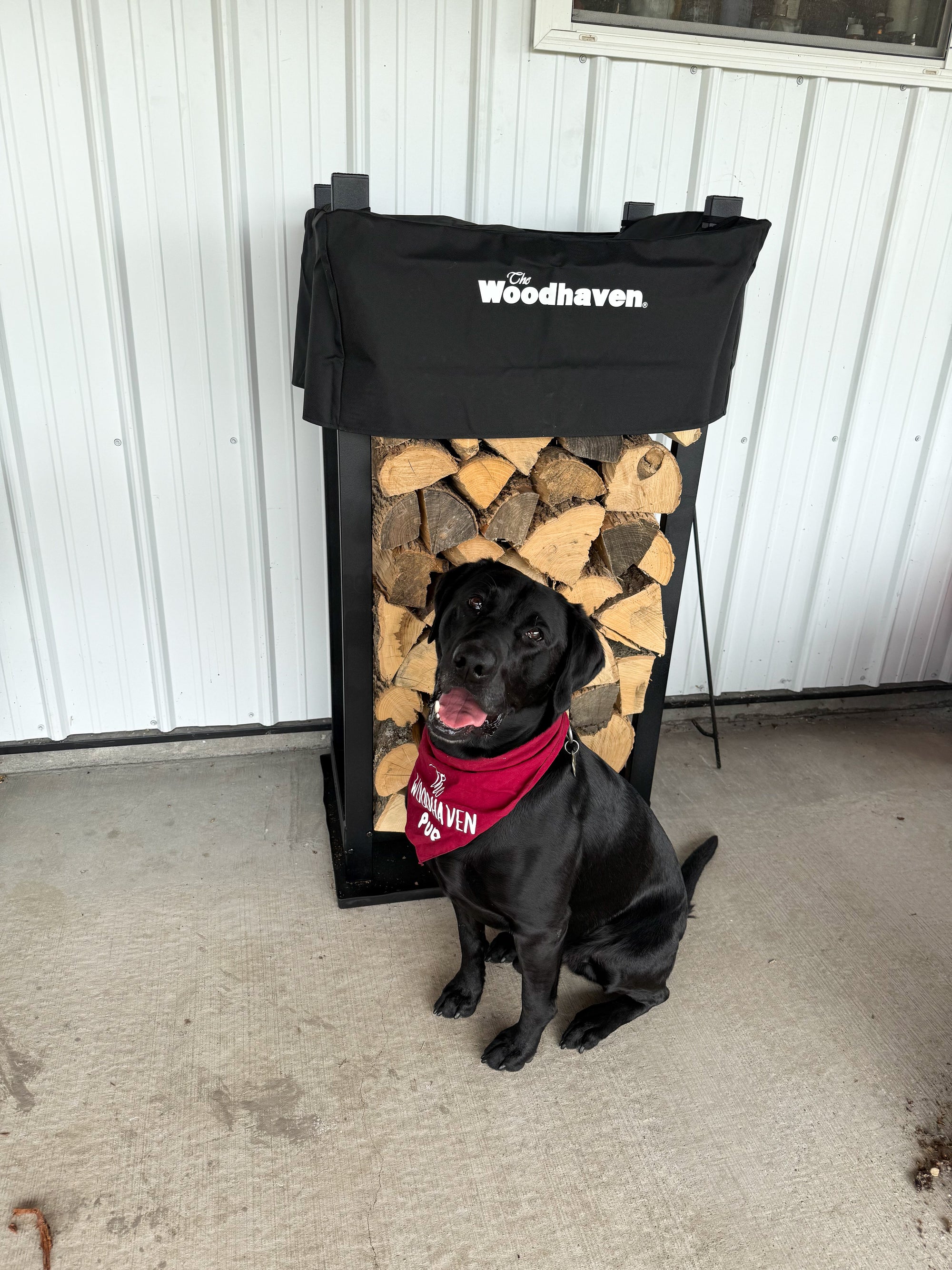 Woodhaven Multi-Purpose Firewood Rack Mat showing raised edges and waterproof surface