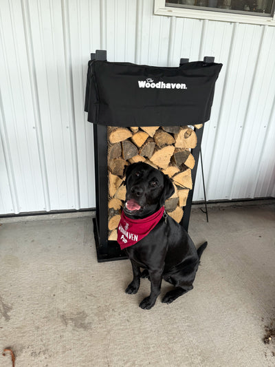 Woodhaven Multi-Purpose Firewood Rack Mat showing raised edges and waterproof surface