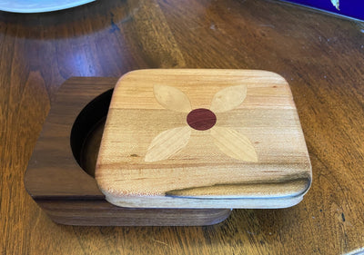 Handcrafted small sliding dovetail box with wooden inlay options