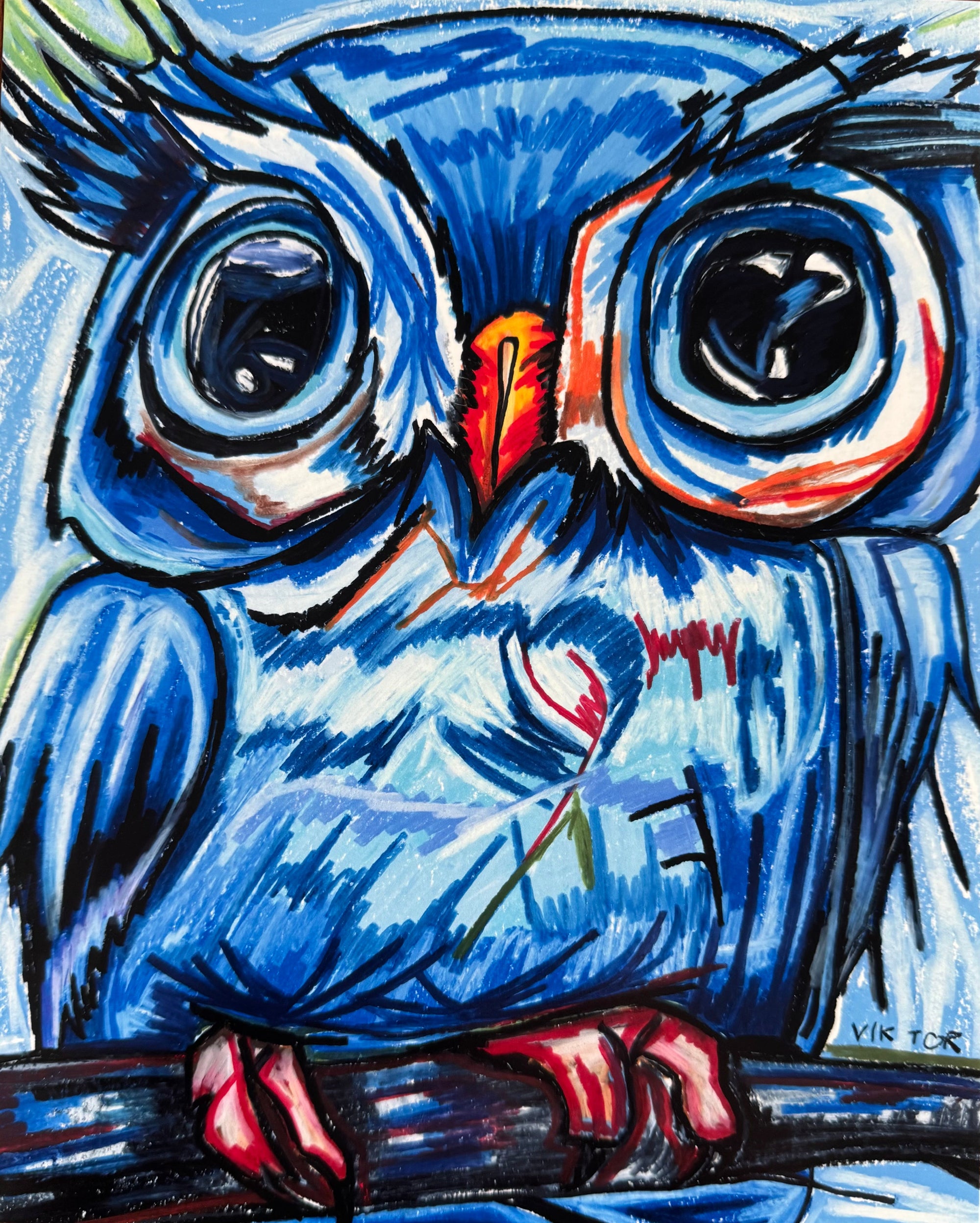 The Blue Owl - Art Prints by Vichy's Art - Resin Society