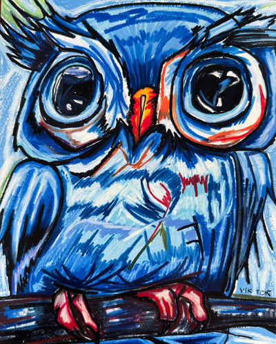 The Blue Owl - Art Prints by Vichy's Art - Resin Society