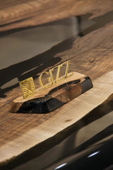 Luxury D-Shaped Walnut & Epoxy Executive Desk by Gizz - product image 16 for Resin Society