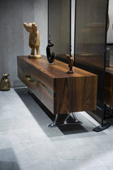 Luxury D-Shaped Walnut & Epoxy Executive Desk by Gizz - product image 19 for Resin Society