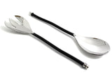 Set of two Vibhsa salad servers with twisted black handles and silver serving ends