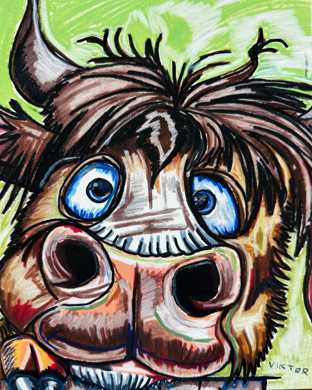Cute Bull - Art Prints by Vichy's Art - Resin Society