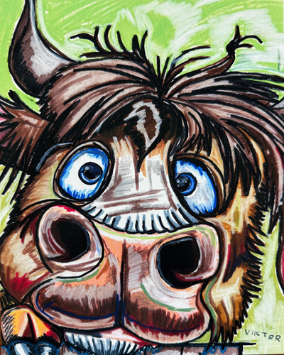 Cute Bull - Art Prints by Vichy's Art - Resin Society