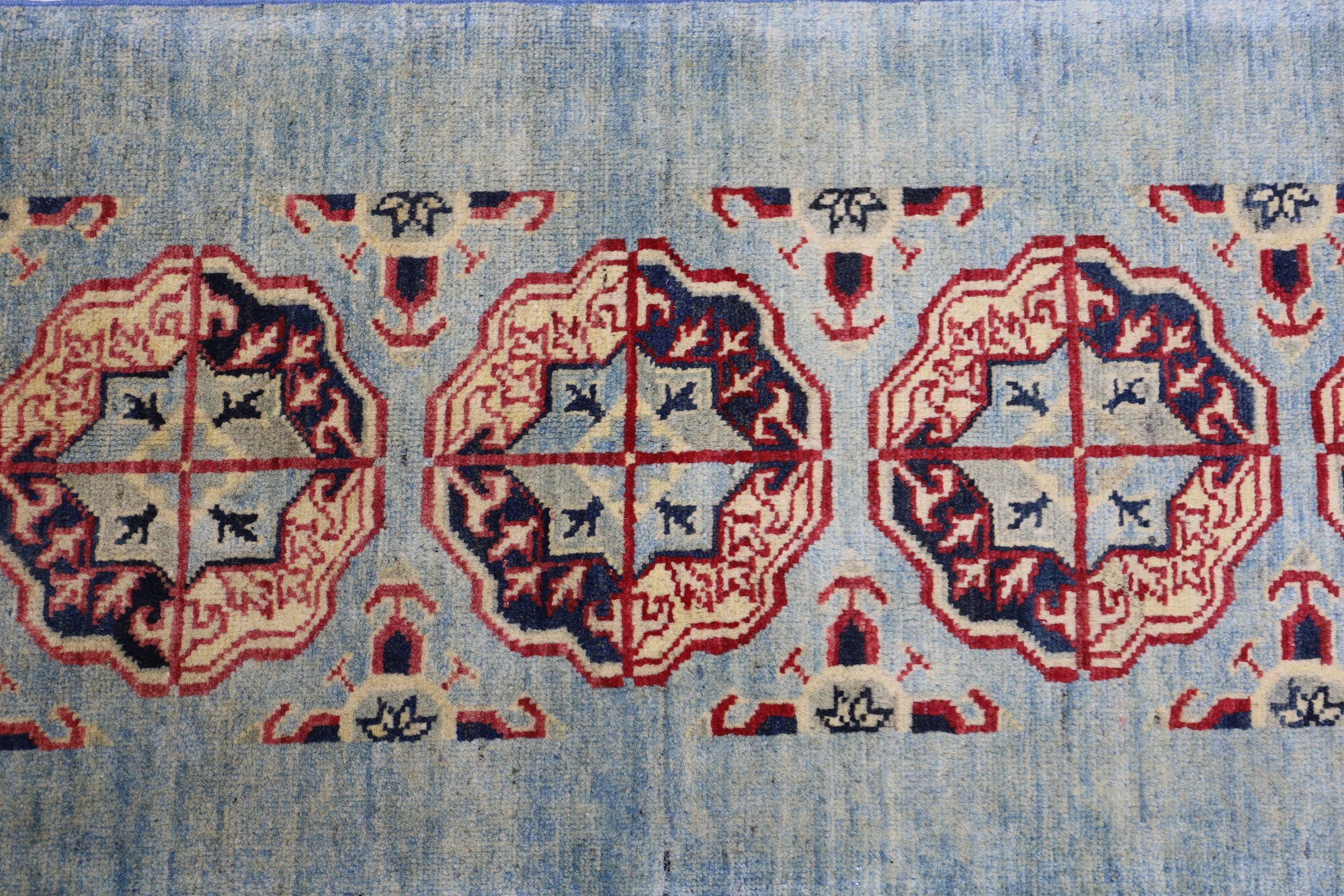 Hand-Knotted Afghani Kazak Wool Rug – 2’1″ x 5’7″