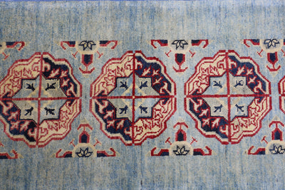 Hand-Knotted Afghani Kazak Wool Rug – 2’1″ x 5’7″