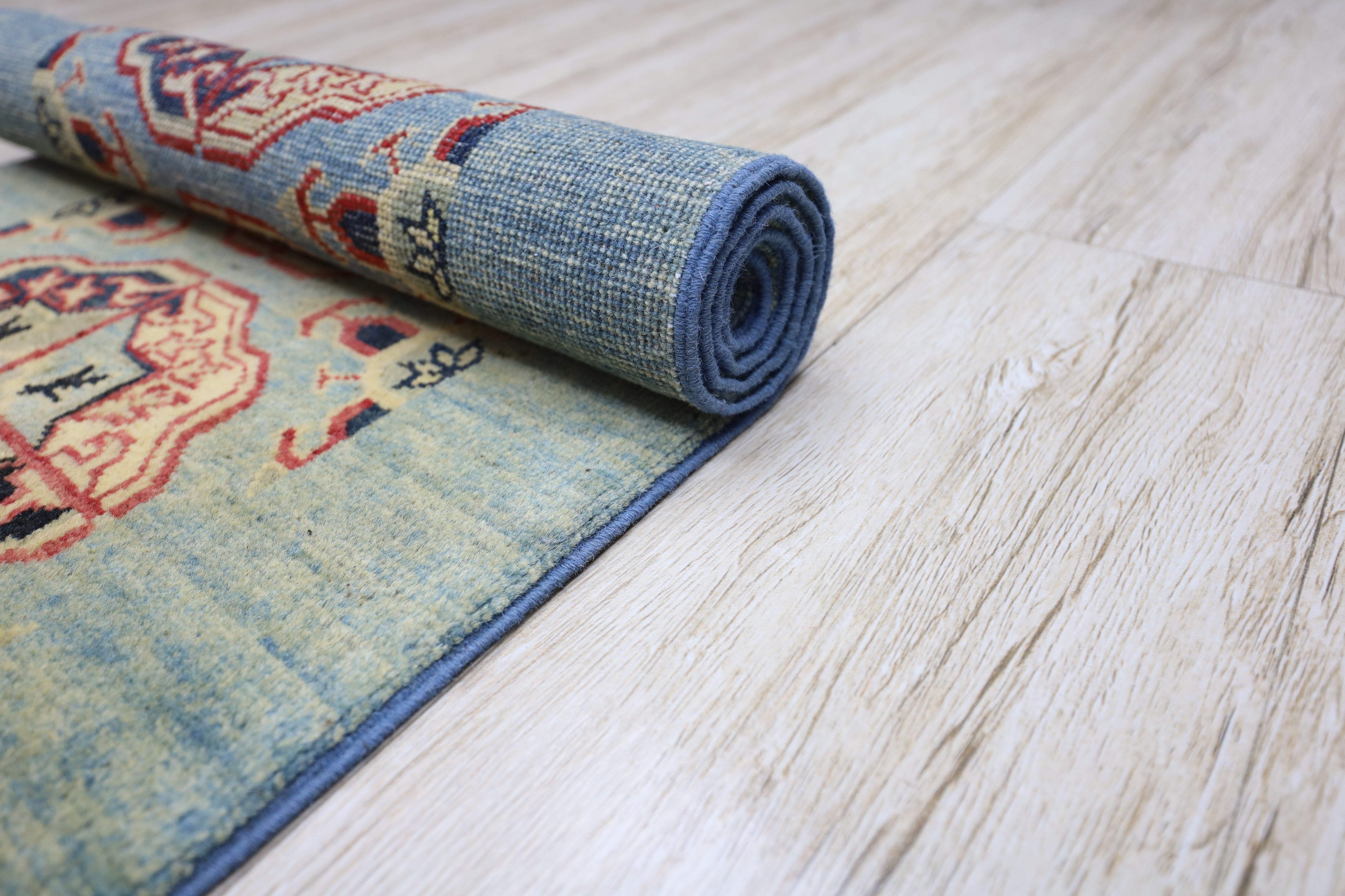 Hand-Knotted Afghani Kazak Wool Rug – 2’1″ x 5’7″