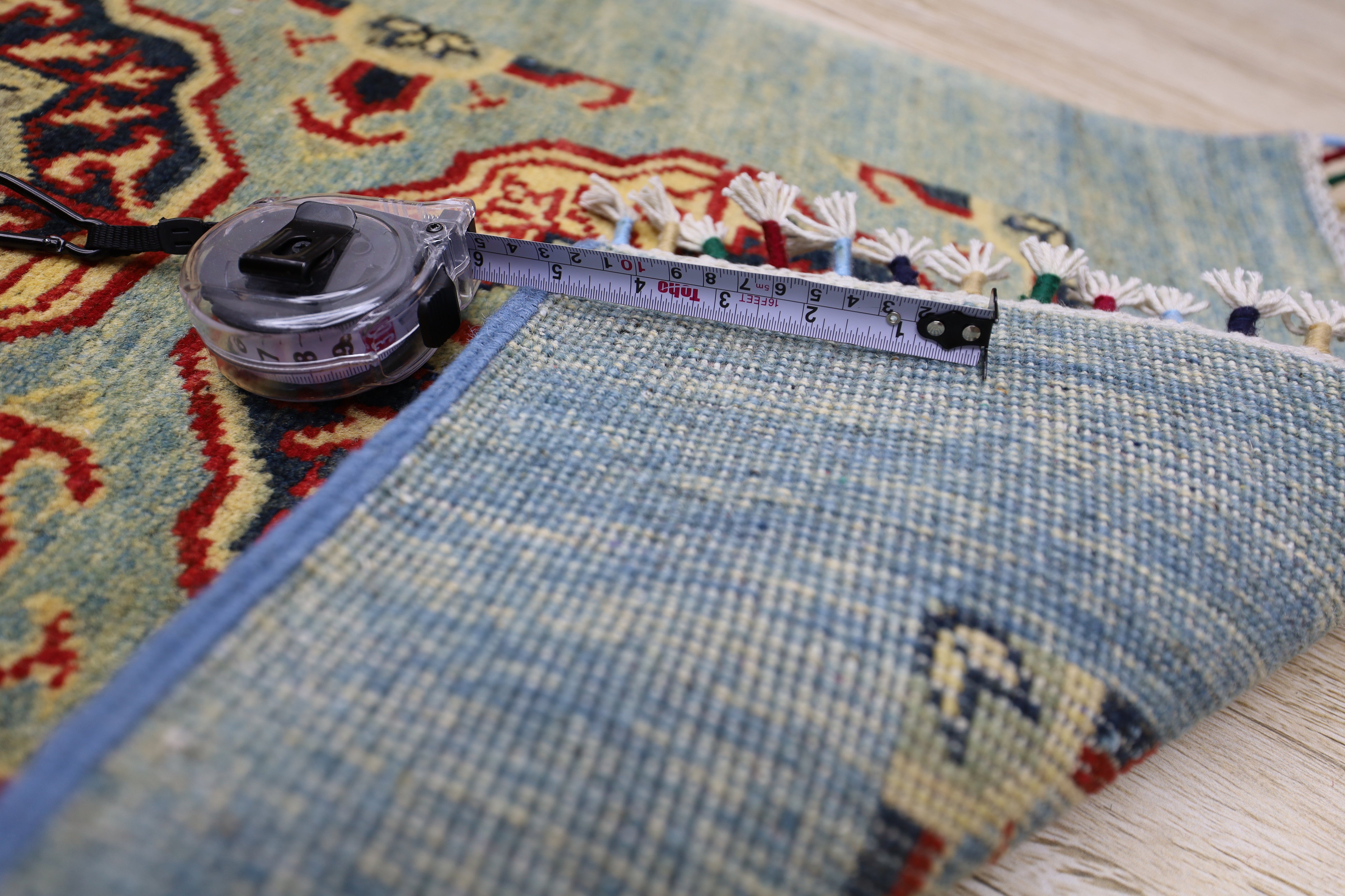 Hand-Knotted Afghani Kazak Wool Rug – 2’1″ x 5’7″