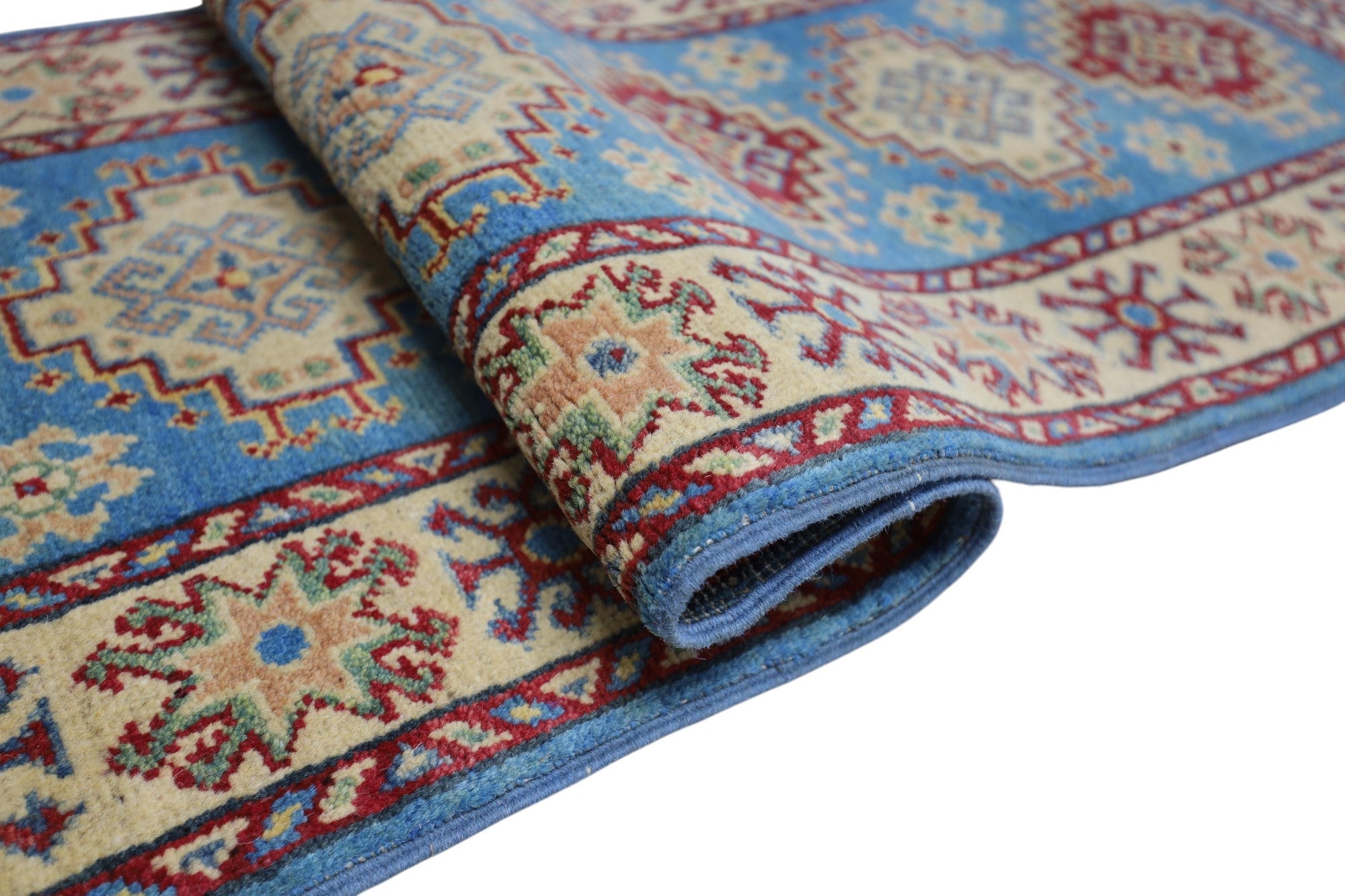 Hand-Knotted Afghani Kazak Wool Rug – 2’0″ x 5’10″