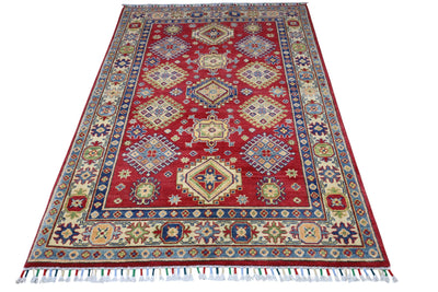 Hand-Knotted Afghani Kazak Wool Rug – 3’10″ x 6’0″