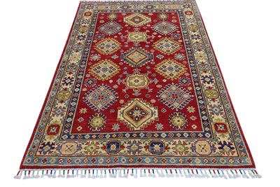 Hand-Knotted Afghani Kazak Wool Rug – 3’10″ x 6’0″