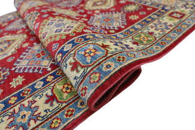 Hand-Knotted Afghani Kazak Wool Rug – 3’10″ x 6’0″