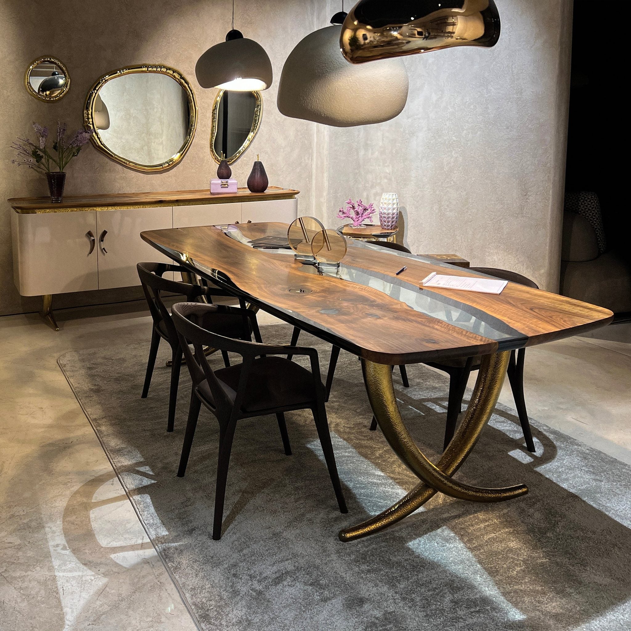 Luxurious Ivory Shaped Legs Epoxy Resin Dining Room Table by Gizz - product image 2 for Resin Society