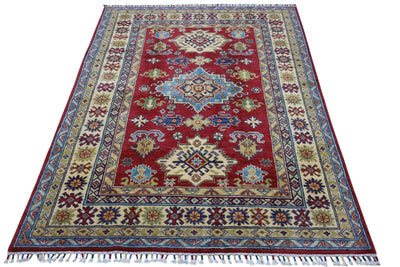 Hand-Knotted Afghani Kazak Wool Rug – 4’9″ x 6’8″ by Rugistan - product image 3 for Resin Society