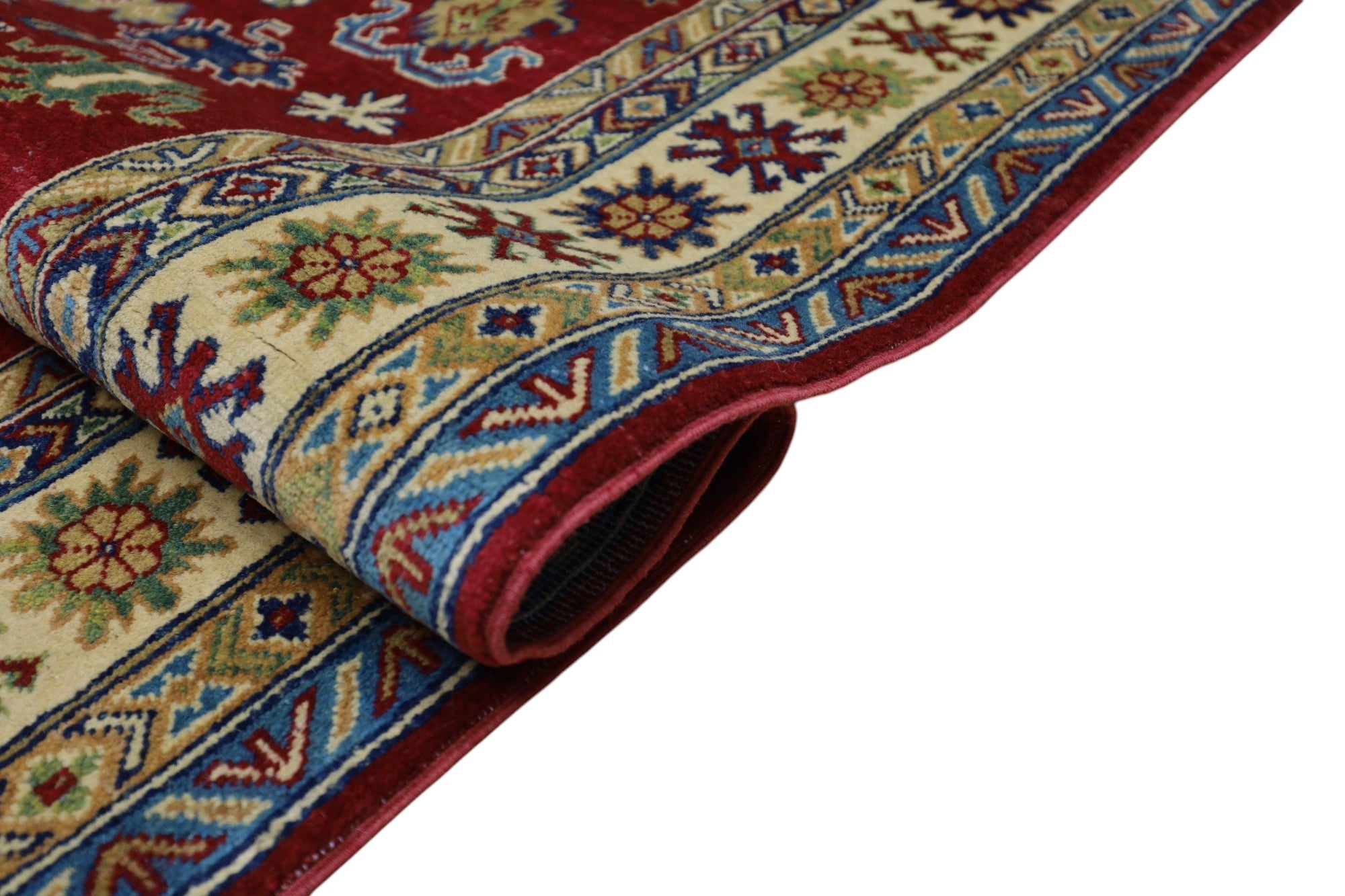 Hand-Knotted Afghani Kazak Wool Rug – 4’9″ x 6’8″ by Rugistan - product image 6 for Resin Society