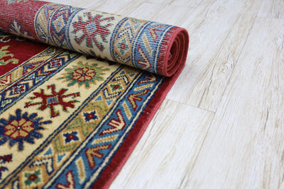 Hand-Knotted Afghani Kazak Wool Rug – 4’9″ x 6’8″ by Rugistan - product image 7 for Resin Society