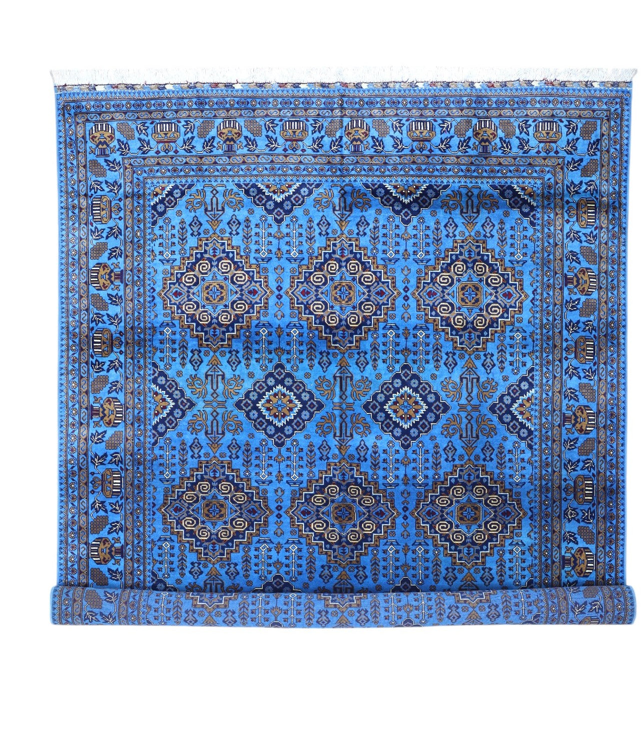 Hand-Knotted Afghani Zerkhaki Wool Rug – 6’7″ x 9’3″ by Rugistan - product image 7 for Resin Society
