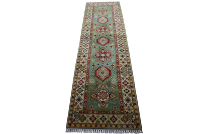 Hand-Knotted Afghani Kazak Wool Rug – 2’9″ x 9’2″