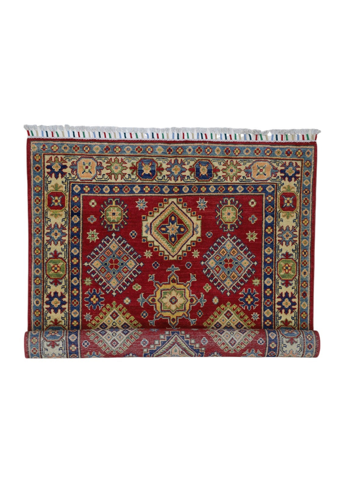 Hand-Knotted Afghani Kazak Wool Rug – 3’10″ x 6’0″