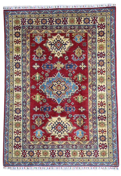Hand-Knotted Afghani Kazak Wool Rug – 4’9″ x 6’8″ by Rugistan - main product image for Resin Society