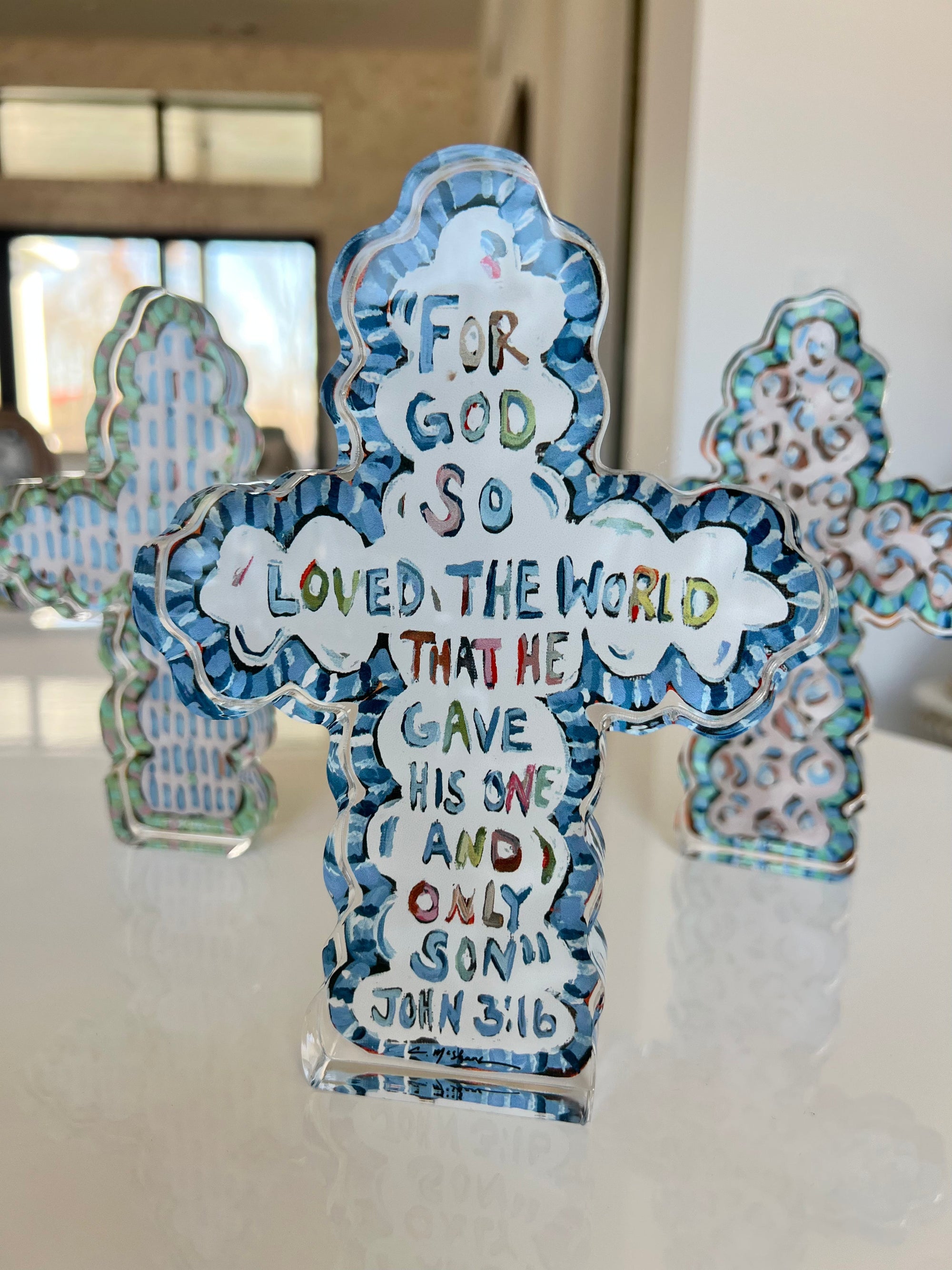 Faithful Cross I Acrylic Tabletop Art