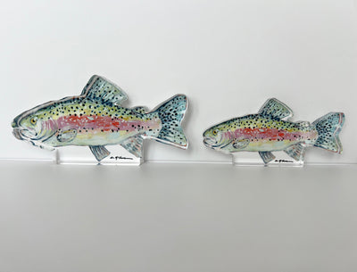 Chasing Rainbows Trout Fish Acrylic Tabletop Art