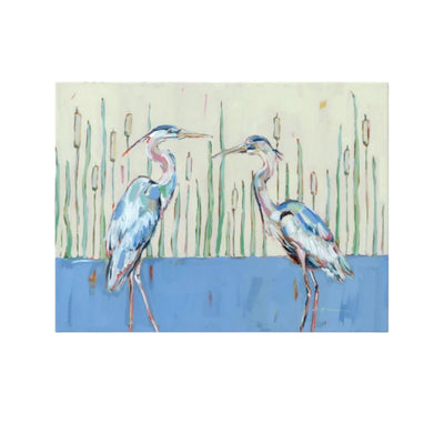 "Follow Your Path" blue herons on canvas by Chelsea McShane Art - main product image for Resin Society