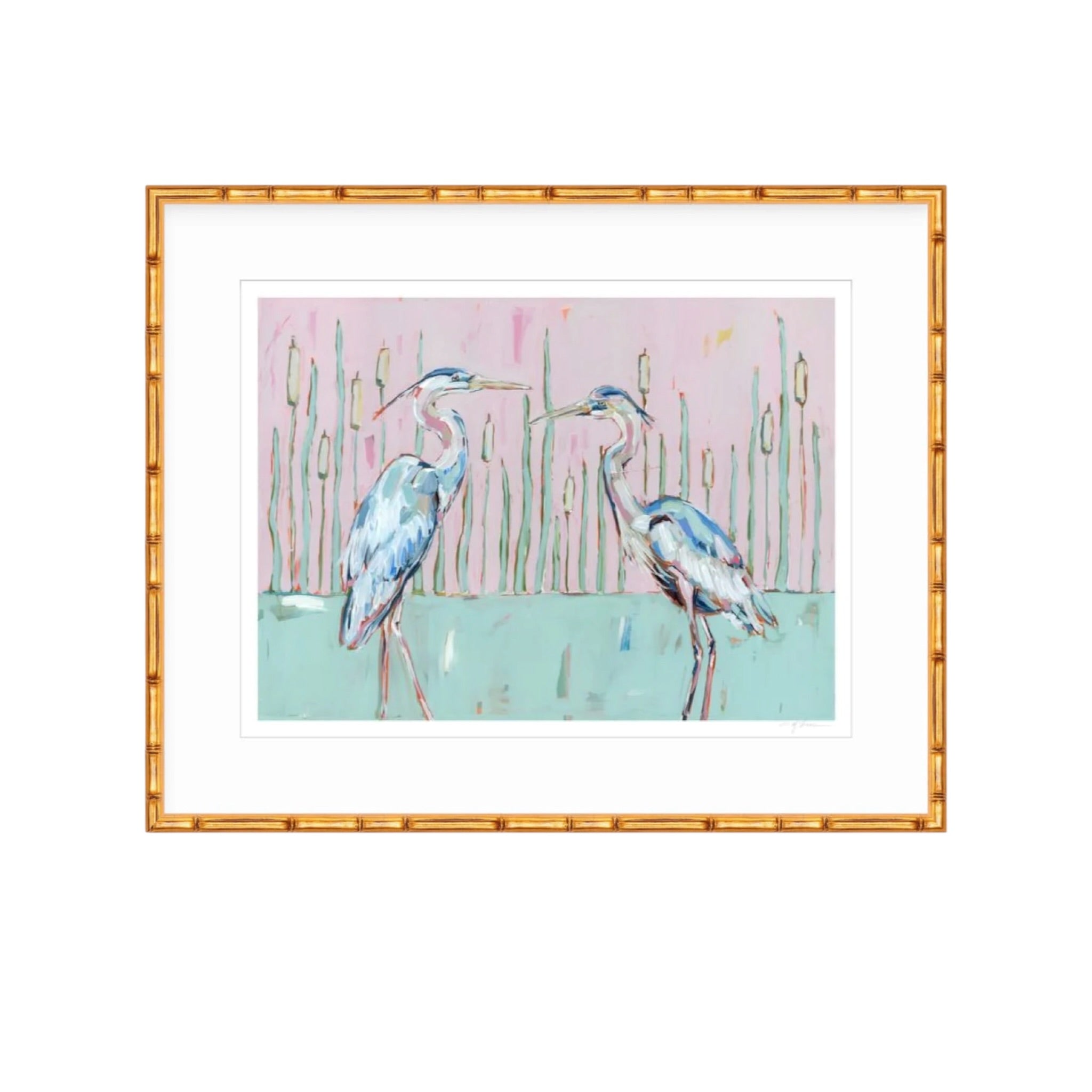 Follow Your Path Blue Herons Fine Art Print by Chelsea McShane Art showing a fine art print with blue herons