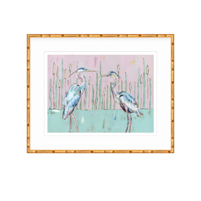 Follow Your Path Blue Herons Fine Art Print by Chelsea McShane Art showing a fine art print with blue herons