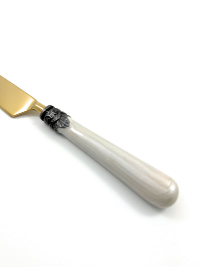 White Resin Handle Flatware Set of 20 Antique Design