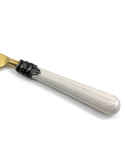 White Resin Handle Flatware Set of 20 Antique Design