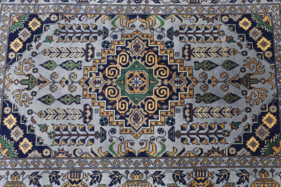 Hand-Knotted Afghani Zerkhaki Wool Rug – 3’4″ x 4’11″