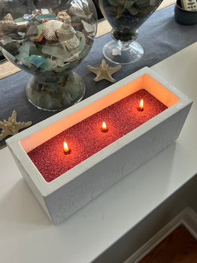 Candela Candle Vessel in White and Charcoal, handcrafted concrete candle container