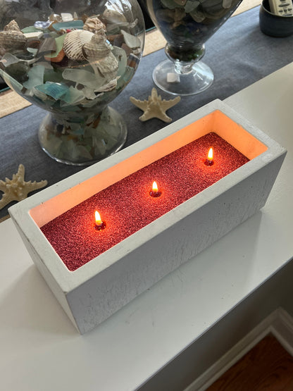 Candela Candle Vessel in White and Charcoal, handcrafted concrete candle container