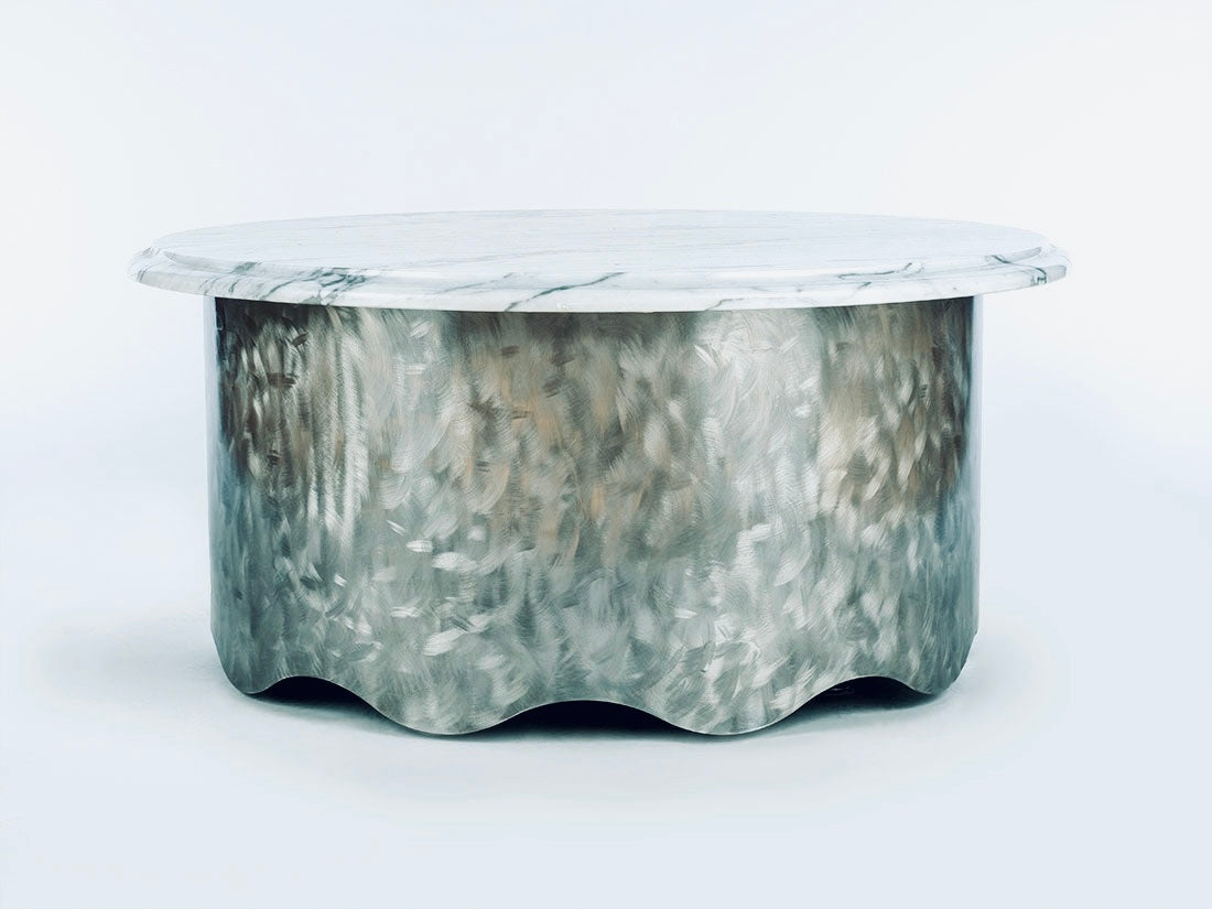 Round Marble Table with Wave Base by Enrico Bartolini - main product image for Resin Society