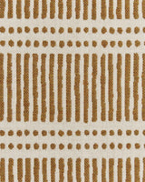 Close-up of Dash Dot Pillow Cover fabric with alternating horizontal rows of rust-colored vertical dashes and dots on a white background.