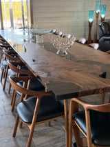 Epoxy Resin River Dining Table with Walnut Wood Legs by Gizz - product image 4 for Resin Society