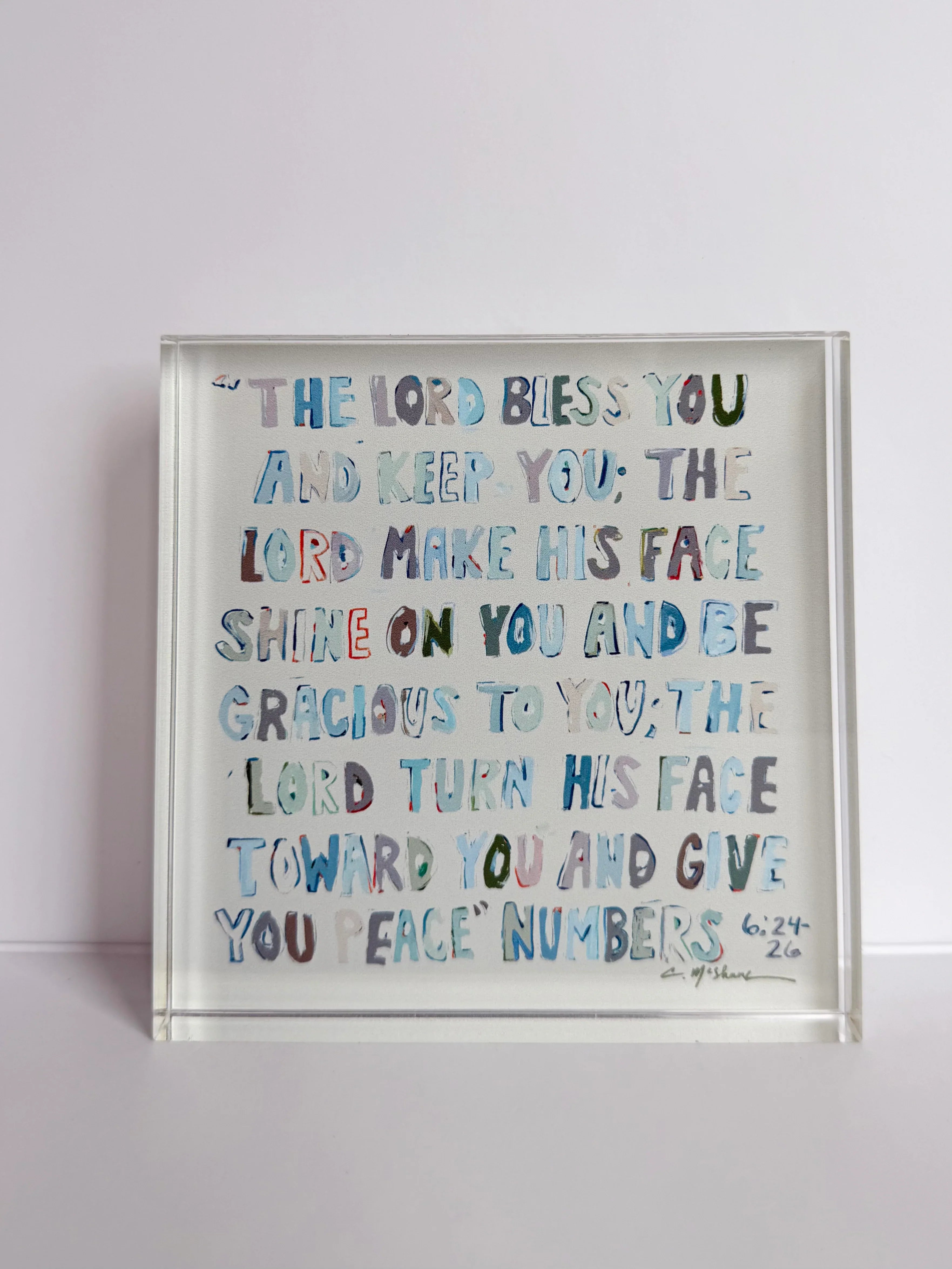 Numbers 6: 24-26 Neutral Acrylic Tabletop Art
