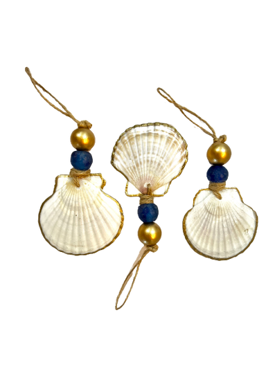 Gilded Scallop Coastal Holiday Ornament
