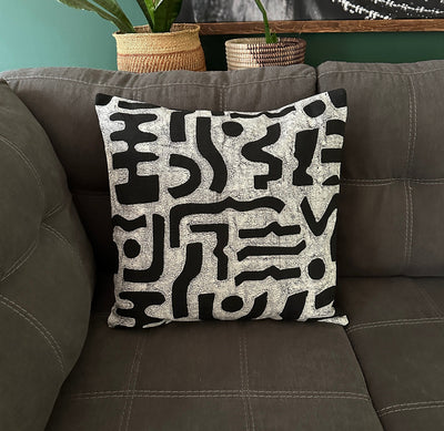 Black + White Bogo Marks Pillow Cover by Mbare Ltd - product image 4 for Resin Society