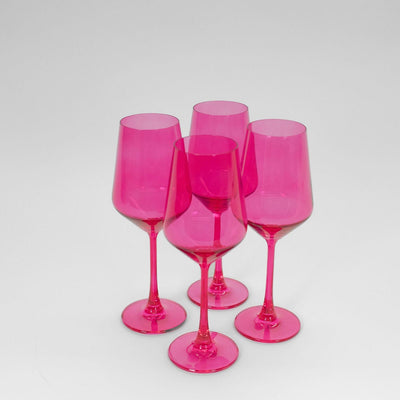 Hot Hot Pink Colored Wine Glass showing vibrant pink stemless and stemmed options