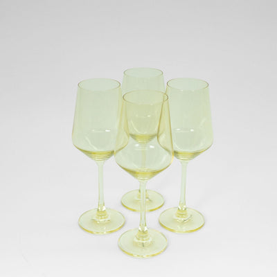 Lemon Drop colored wine glass in sunshine yellow hue