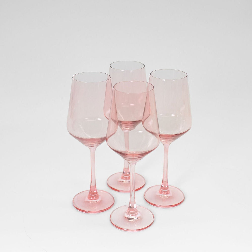 Tickle Me Pink colored wine glass in pastel pink, stemmed and stemless styles